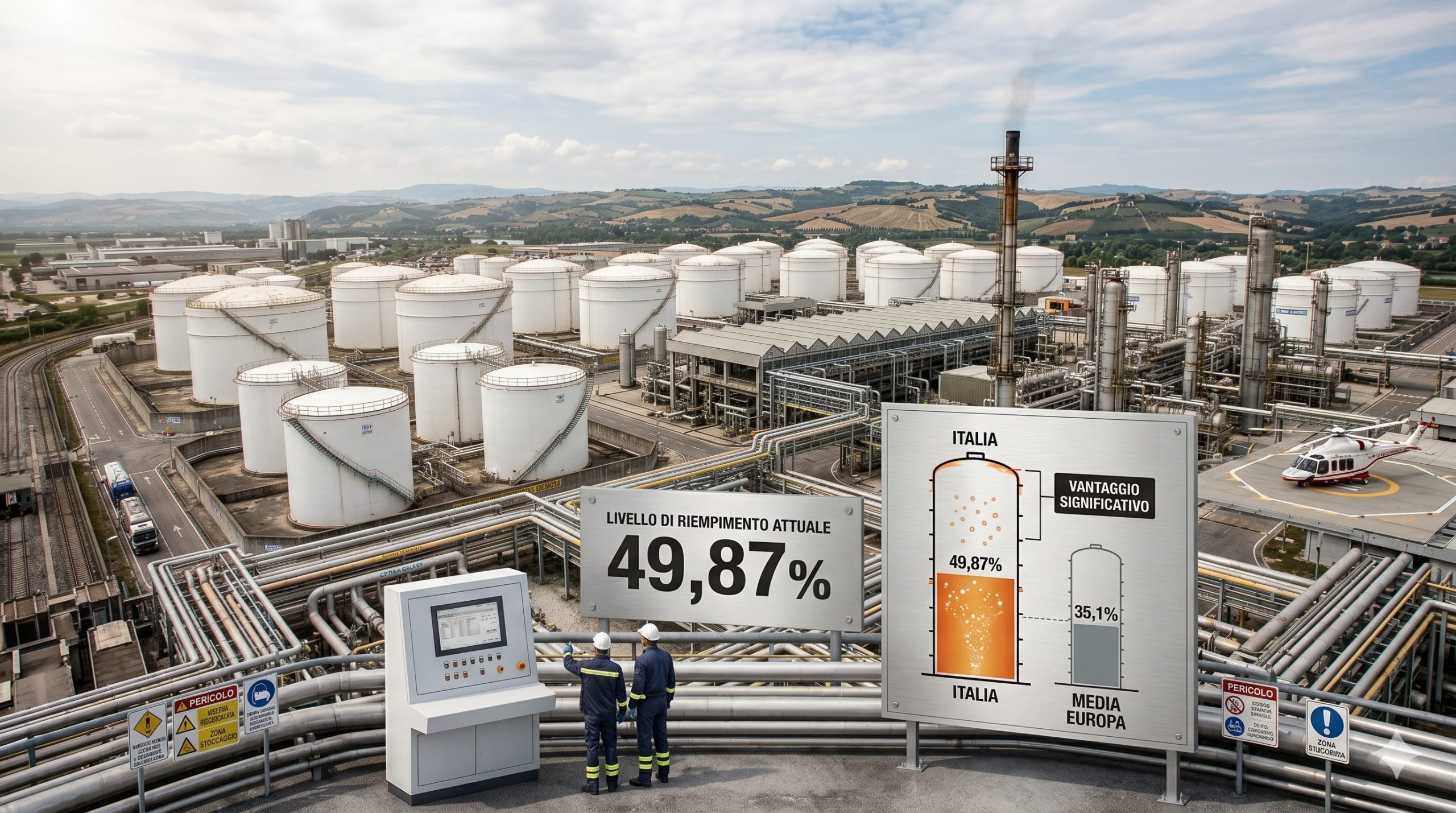 Stoccaggi gas Italia al 49,87%: vantaggio sull’Europa