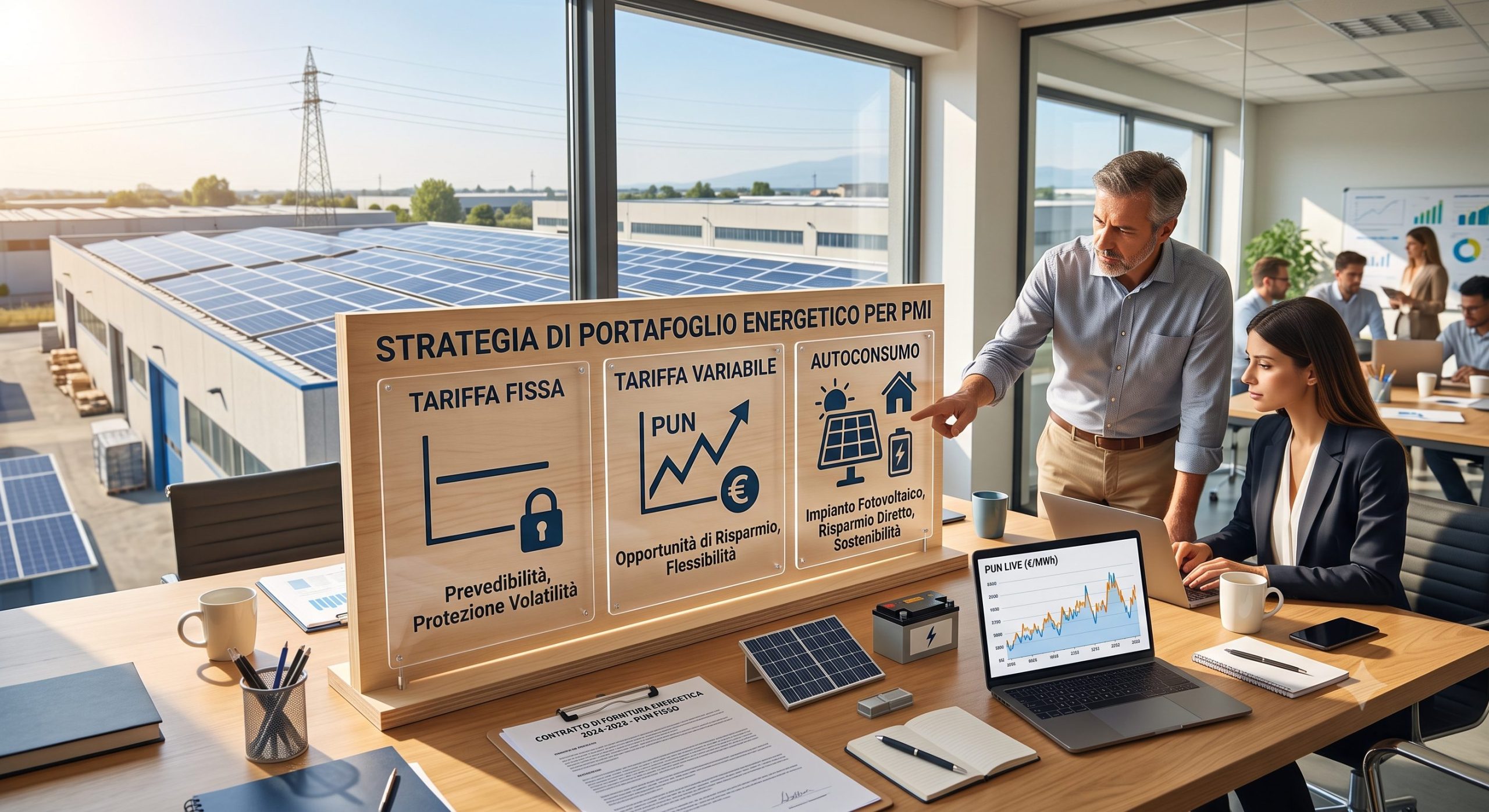 Strategia di portafoglio energetico per PMI tra prezzo fisso, variabile e autoconsumo